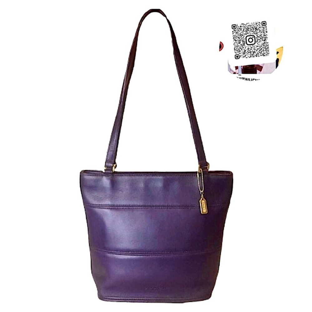 Vintage COACH TRIBECA Purple Glove Tanned Slim Bleeker Bucket Shoulder Bag 9098